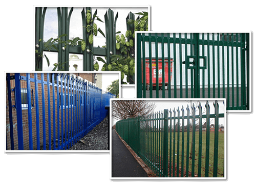 Four pictures about the palisade fence, serve as fence for lawn, residence and factory and serve as support for the plant.