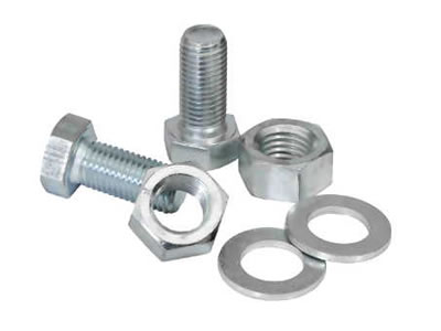 Two pairs of bolts and nuts, their surface are galvanized coated.